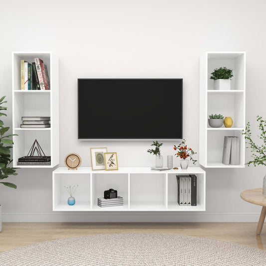 Set Mobile TV 3 pz Bianco in Truciolato - homemem39