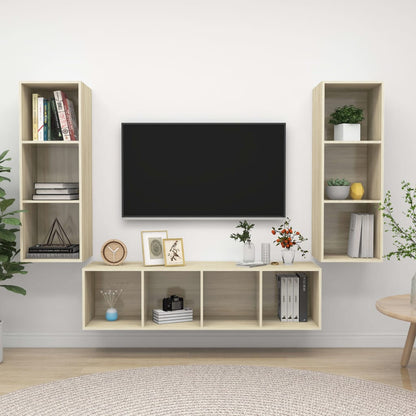 Set Porta TV 3 pz Rovere Sonoma in Truciolato - homemem39
