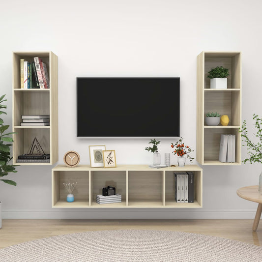 Set Porta TV 3 pz Rovere Sonoma in Truciolato - homemem39