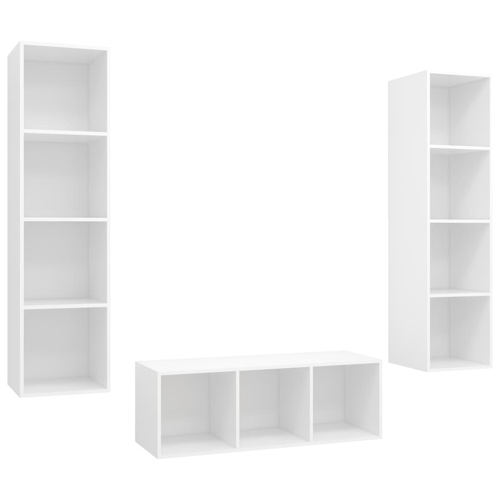 Set Mobile TV 3 pz Bianco in Truciolato - homemem39