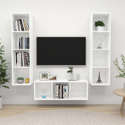 Set Mobile TV 3 pz Bianco in Truciolato - homemem39