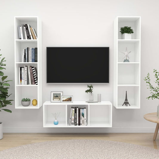 Set Mobile TV 3 pz Bianco in Truciolato - homemem39