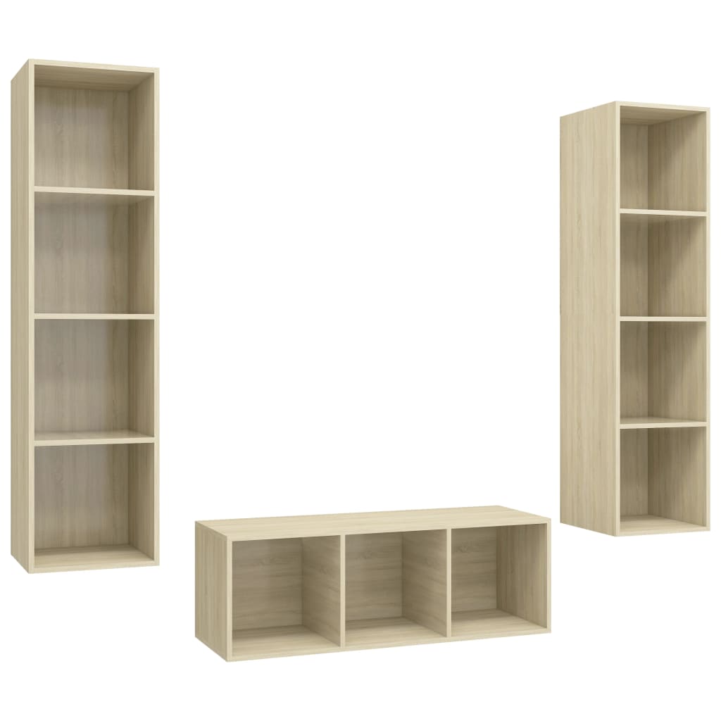 Set Porta TV 3 pz Rovere Sonoma in Truciolato - homemem39