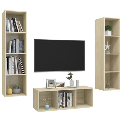 Set Porta TV 3 pz Rovere Sonoma in Truciolato - homemem39