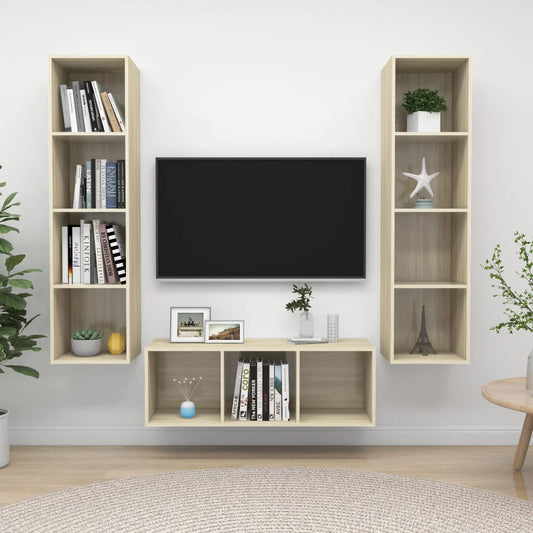 Set Porta TV 3 pz Rovere Sonoma in Truciolato - homemem39