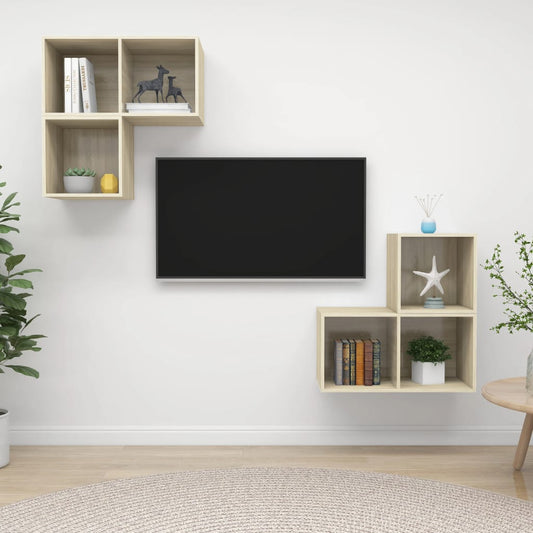 Set Porta TV 4 pz Rovere Sonoma in Truciolato - homemem39
