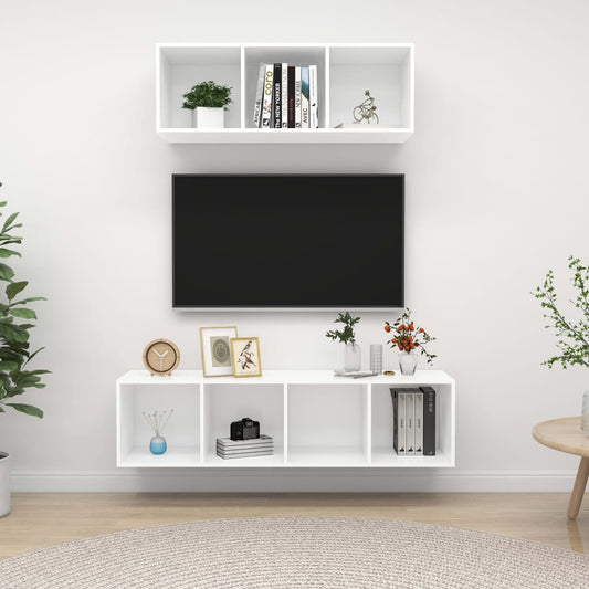 Set Mobile TV 2 pz Bianco in Truciolato - homemem39