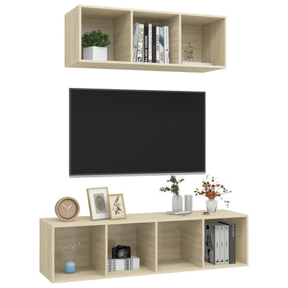 Set Porta TV 2 pz Rovere Sonoma in Truciolato - homemem39