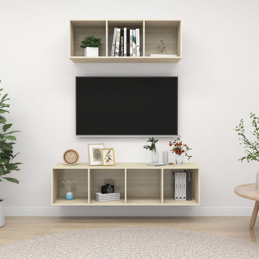 Set Porta TV 2 pz Rovere Sonoma in Truciolato - homemem39