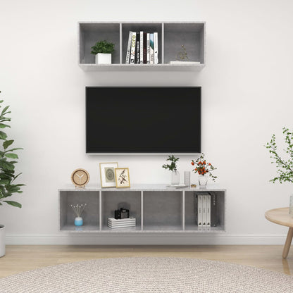 Set Porta TV 2 pz Grigio Calcestruzzo in Truciolato - homemem39