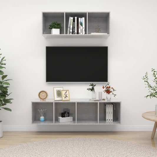 Set Porta TV 2 pz Grigio Calcestruzzo in Truciolato - homemem39