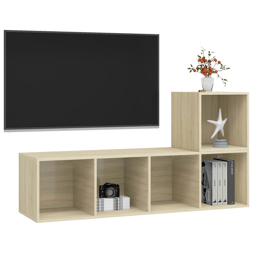 Set Porta TV 2 pz Rovere Sonoma in Truciolato - homemem39