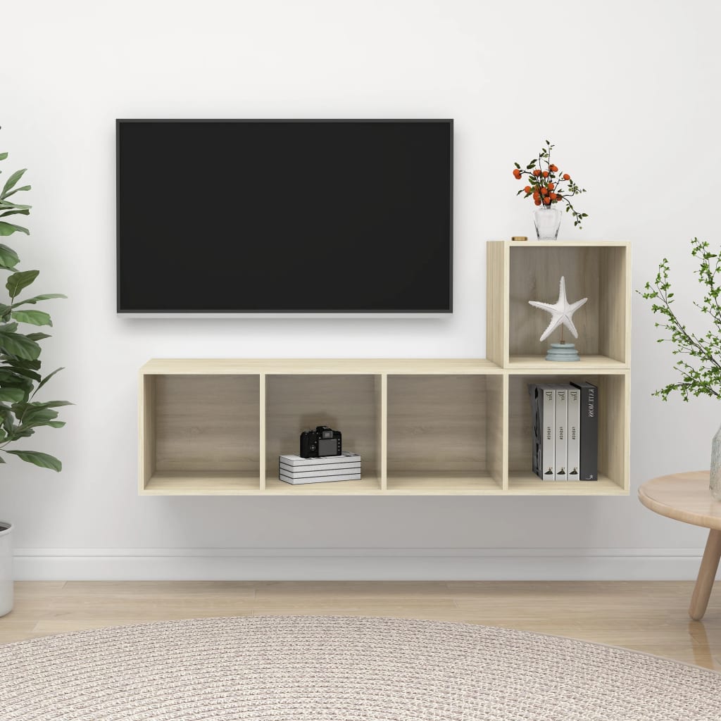 Set Porta TV 2 pz Rovere Sonoma in Truciolato - homemem39
