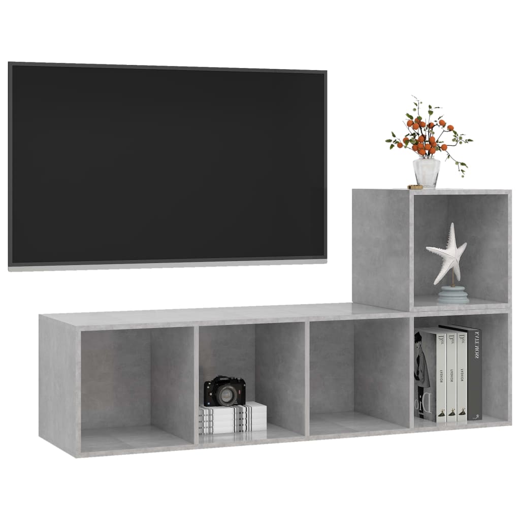Set Porta TV 2 pz Grigio Cemento in Truciolato - homemem39