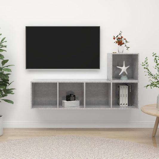 Set Porta TV 2 pz Grigio Cemento in Truciolato - homemem39