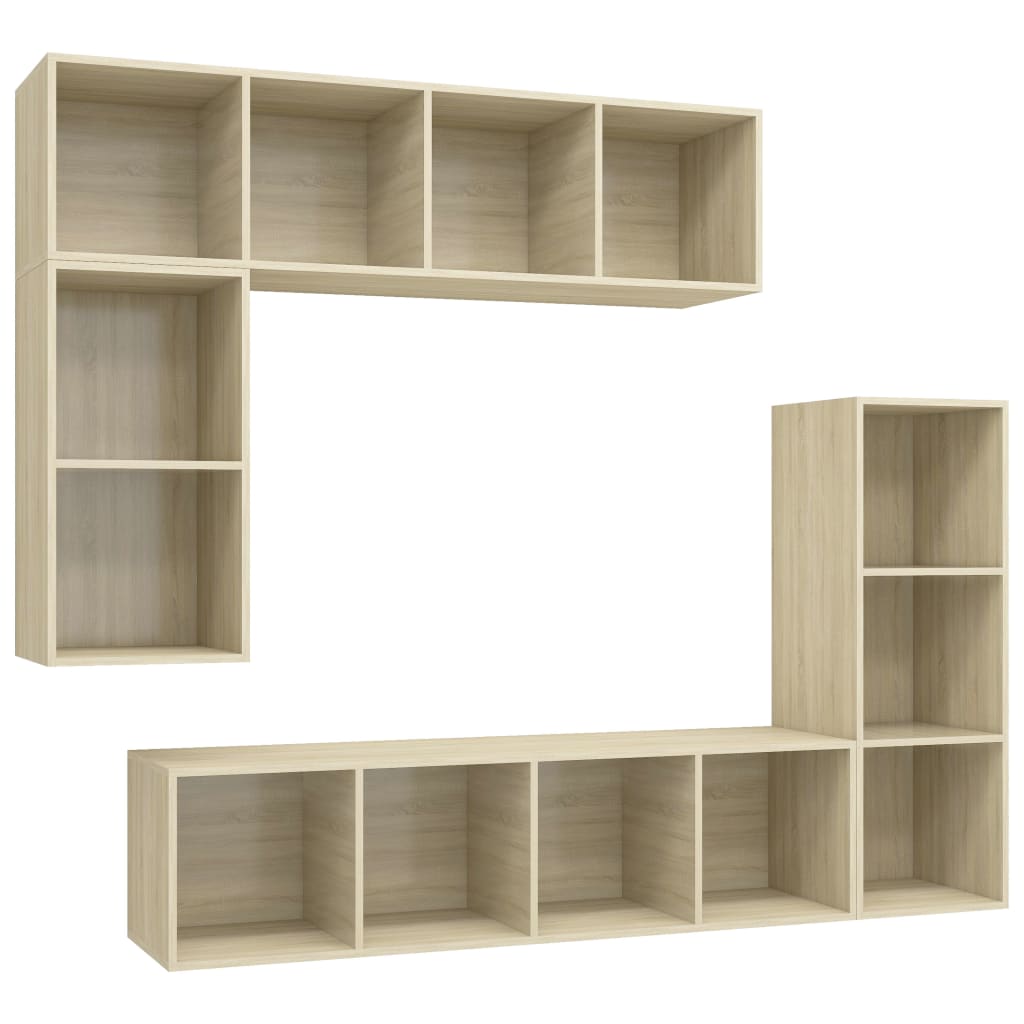 Set di Mobili Porta TV 4 pz Rovere Sonoma in Legno Multistrato - homemem39
