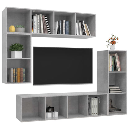 Set di Mobili Porta TV 4 pz Grigio Cemento in Legno Multistrato - homemem39
