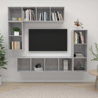 Set di Mobili Porta TV 4 pz Grigio Cemento in Legno Multistrato - homemem39