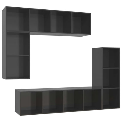 Set Mobile TV 4 pz Grigio Lucido in Truciolato - homemem39