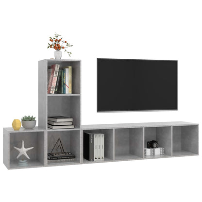 Set Porta TV 3 pz Grigio Cemento in Truciolato - homemem39