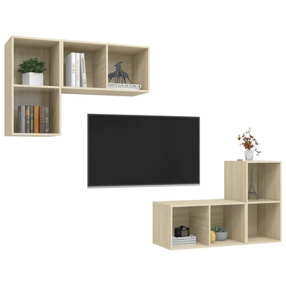 Mobile TV a Parete 4 pz Rovere Sonoma in Truciolato - homemem39