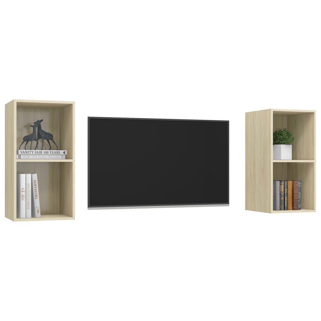 Mobile TV a Parete 2 pz Rovere Sonoma in Truciolato - homemem39