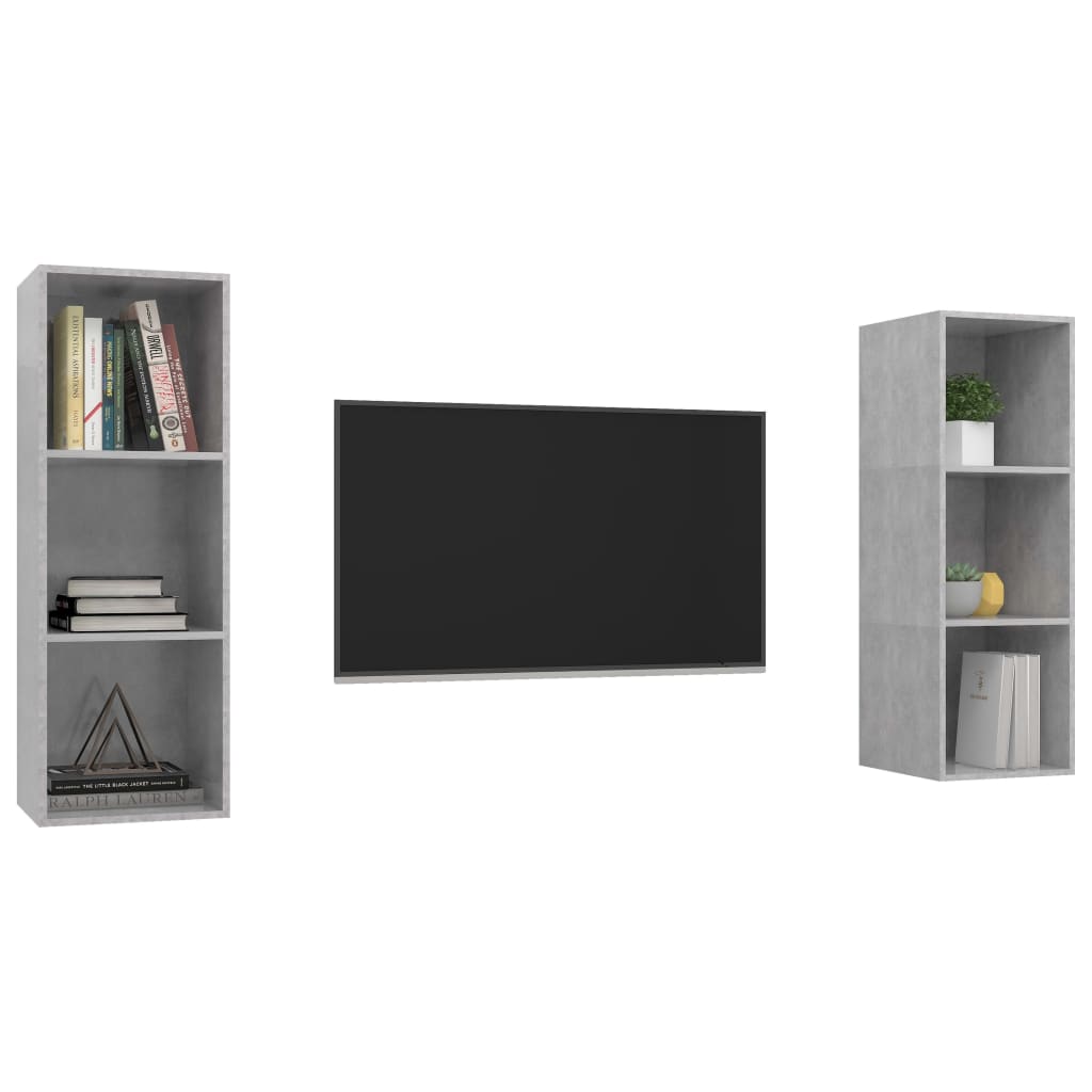 Mobile TV a Parete 2 pz Grigio Cemento in Truciolato - homemem39