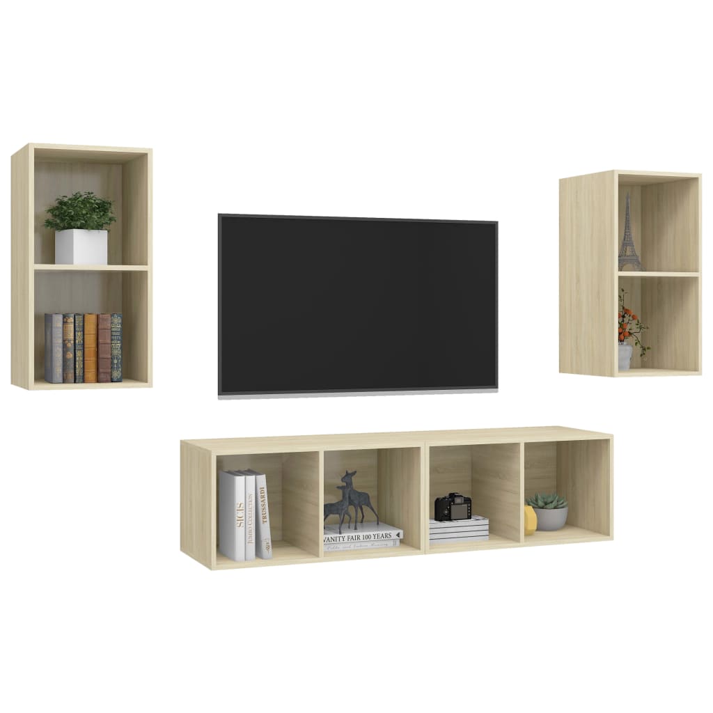 Mobile TV a Parete 4 pz Rovere Sonoma in Truciolato - homemem39