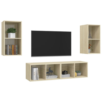 Mobile TV a Parete 4 pz Rovere Sonoma in Truciolato - homemem39