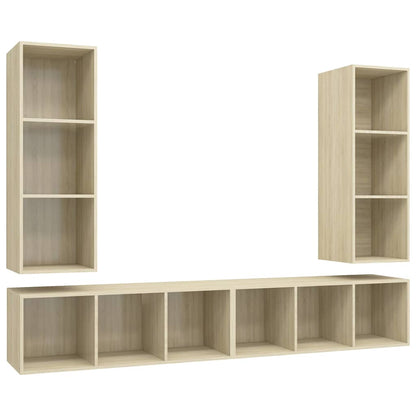 Mobile TV a Parete 4 pz Rovere Sonoma in Legno Multistrato