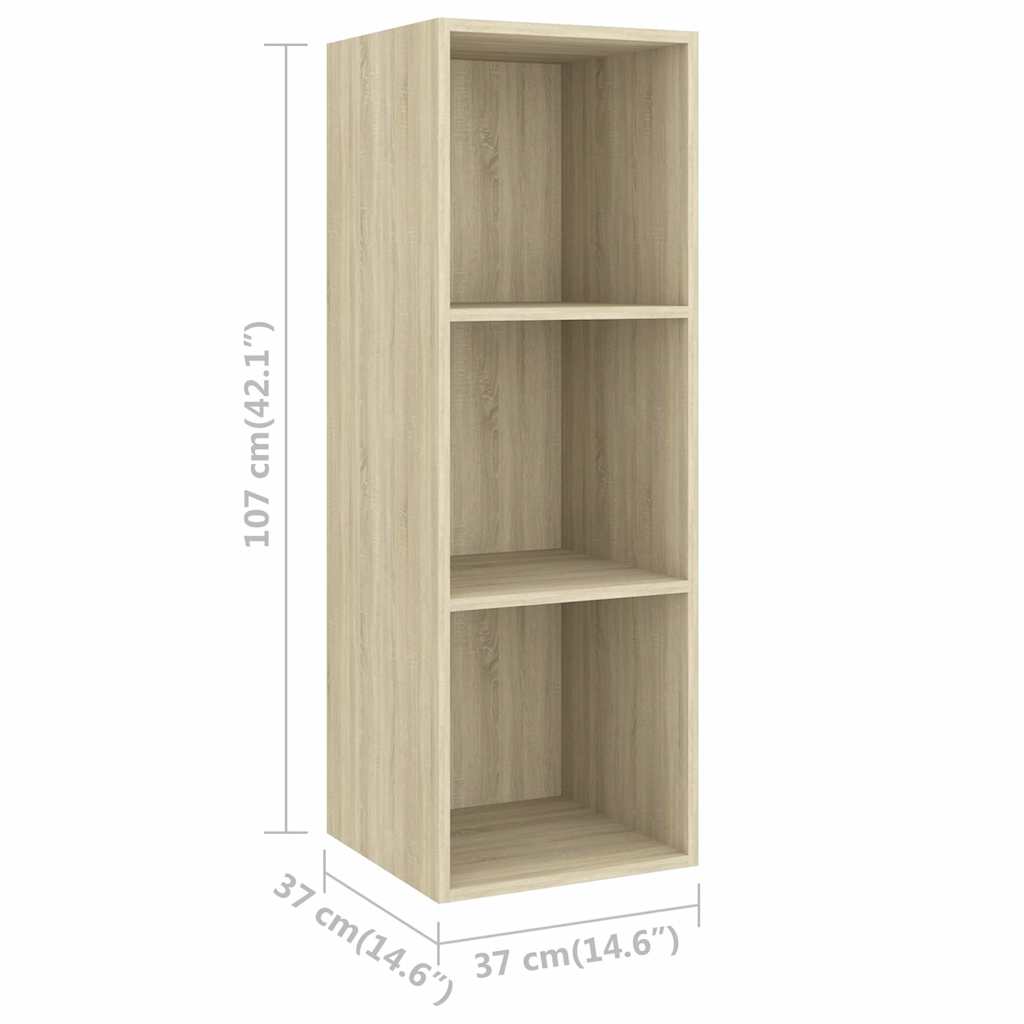Mobile TV a Parete 4 pz Rovere Sonoma in Legno Multistrato