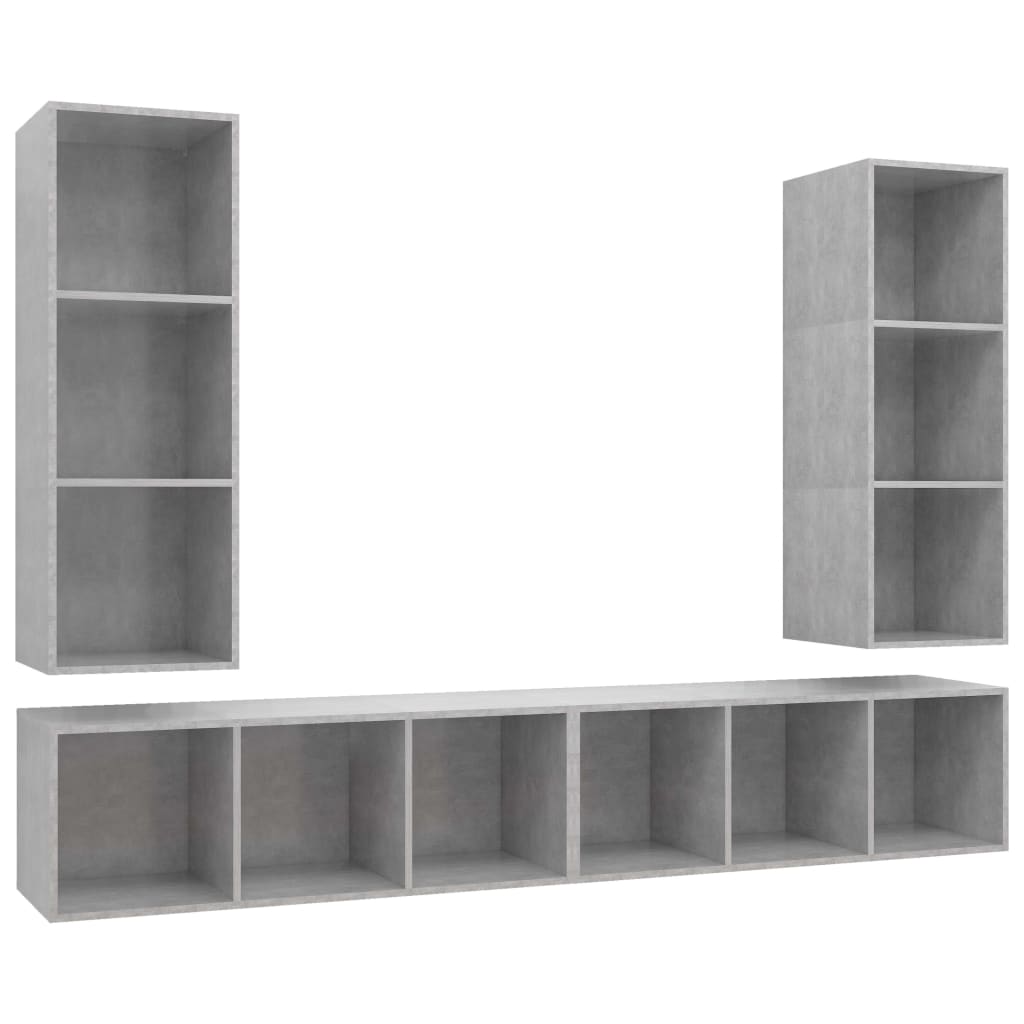 Mobile TV a Parete 4 pz Grigio Cemento in Truciolato - homemem39