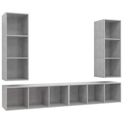Mobile TV a Parete 4 pz Grigio Cemento in Truciolato - homemem39