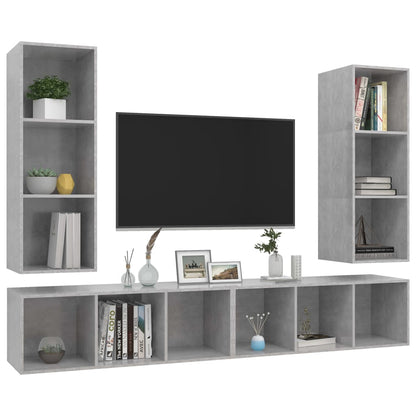 Mobile TV a Parete 4 pz Grigio Cemento in Truciolato - homemem39