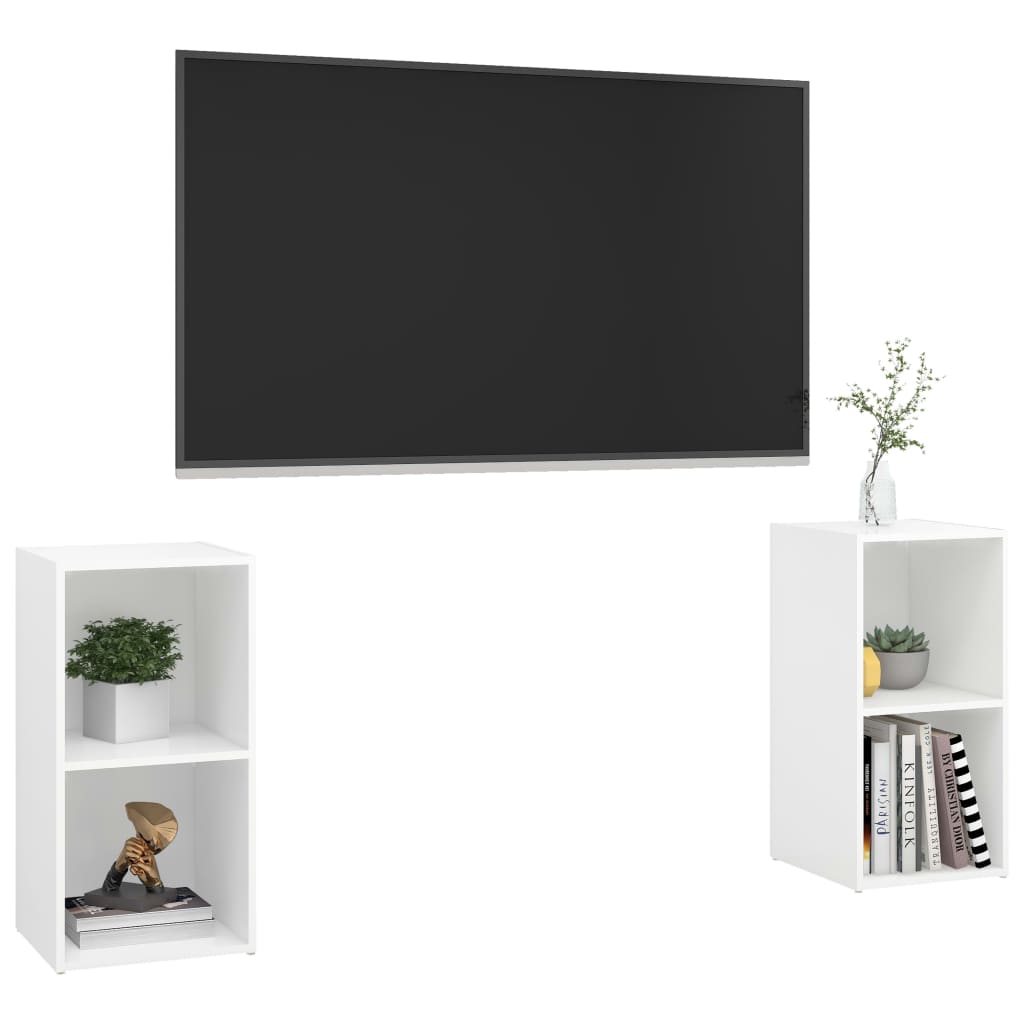 Mobili Porta TV 2 pz Bianco 72x35x36,5 cm in Legno Multistrato - homemem39