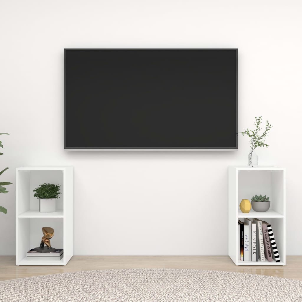Mobili Porta TV 2 pz Bianco 72x35x36,5 cm in Legno Multistrato - homemem39