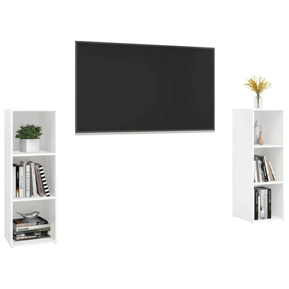 Mobili TV 2 pz Bianchi 107x35x37 cm in Legno Multistrato