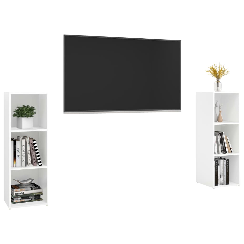 Mobili TV 2 pz Bianchi 107x35x37 cm in Legno Multistrato - homemem39