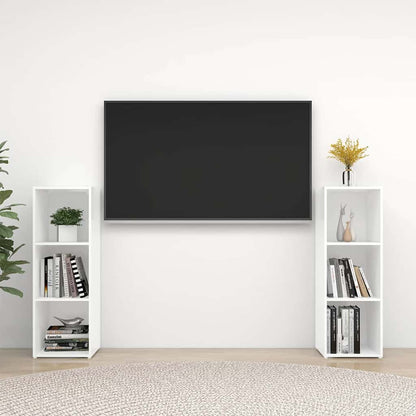 Mobili TV 2 pz Bianchi 107x35x37 cm in Legno Multistrato