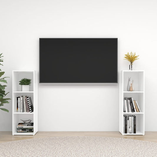 Mobili TV 2 pz Bianchi 107x35x37 cm in Legno Multistrato - homemem39