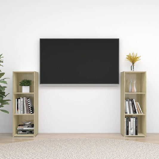 Mobili TV 2 pz Rovere Sonoma 107x35x37 cm in Legno Multistrato - homemem39