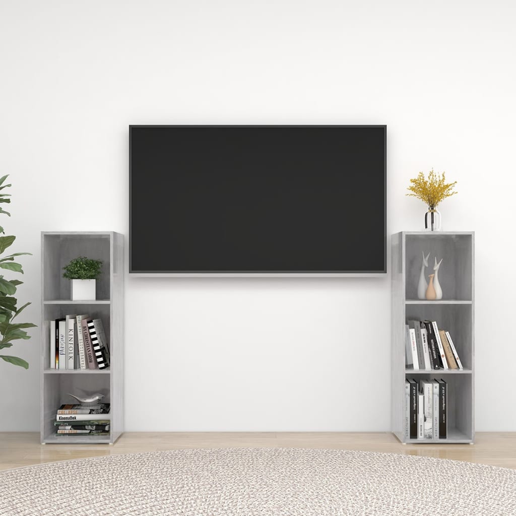 Mobili TV 2 pz Grigio Cemento 107x35x37 cm in Legno Multistrato - homemem39
