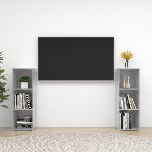 Mobili TV 2 pz Grigio Cemento 107x35x37 cm in Legno Multistrato - homemem39