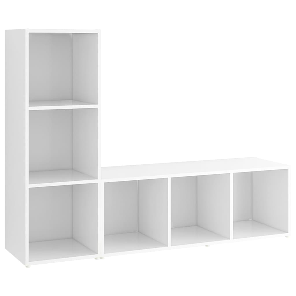 Mobili TV 2 pz Bianchi 107x35x37 cm in Legno Multistrato - homemem39