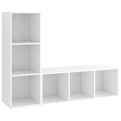 Mobili TV 2 pz Bianchi 107x35x37 cm in Legno Multistrato - homemem39