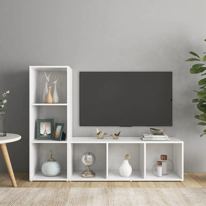 Mobili TV 2 pz Bianchi 107x35x37 cm in Legno Multistrato - homemem39