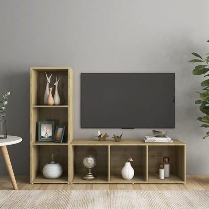Mobili TV 2 pz Rovere Sonoma 107x35x37 cm in Legno Multistrato - homemem39