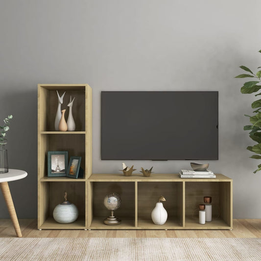 Mobili TV 2 pz Rovere Sonoma 107x35x37 cm in Legno Multistrato - homemem39