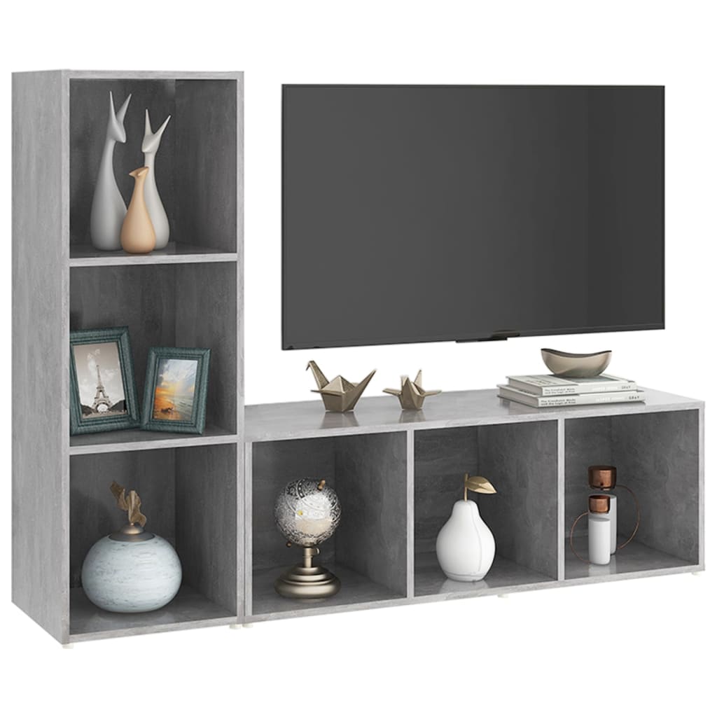 Mobili TV 2 pz Grigio Cemento 107x35x37 cm in Legno Multistrato - homemem39
