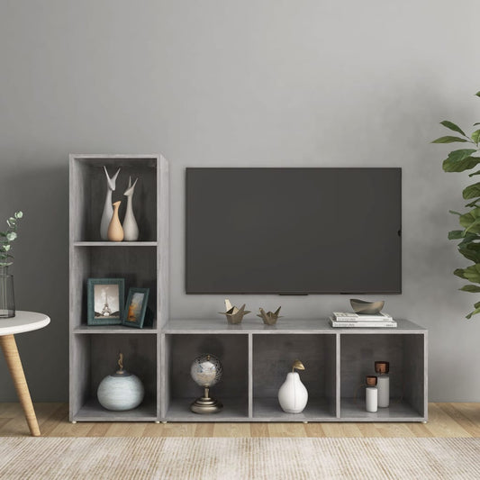 Mobili TV 2 pz Grigio Cemento 107x35x37 cm in Legno Multistrato - homemem39
